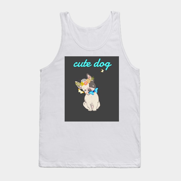 cute dog with pretty butterflies and flowers Tank Top by SMILECHOP